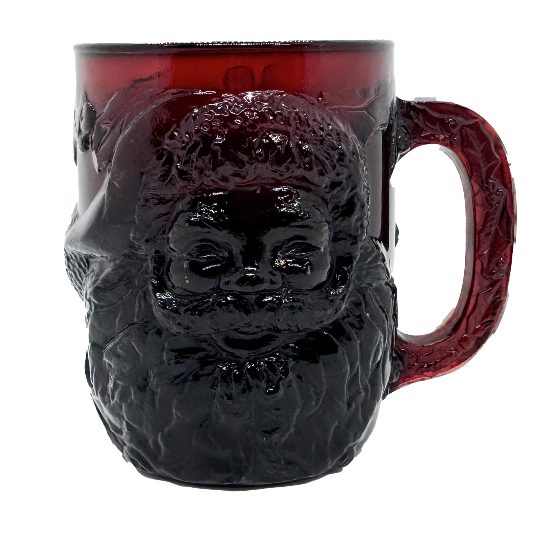 Ruby Arcoroc Santa Mug - front