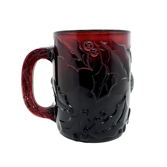 Ruby Arcoroc Santa Mug - back