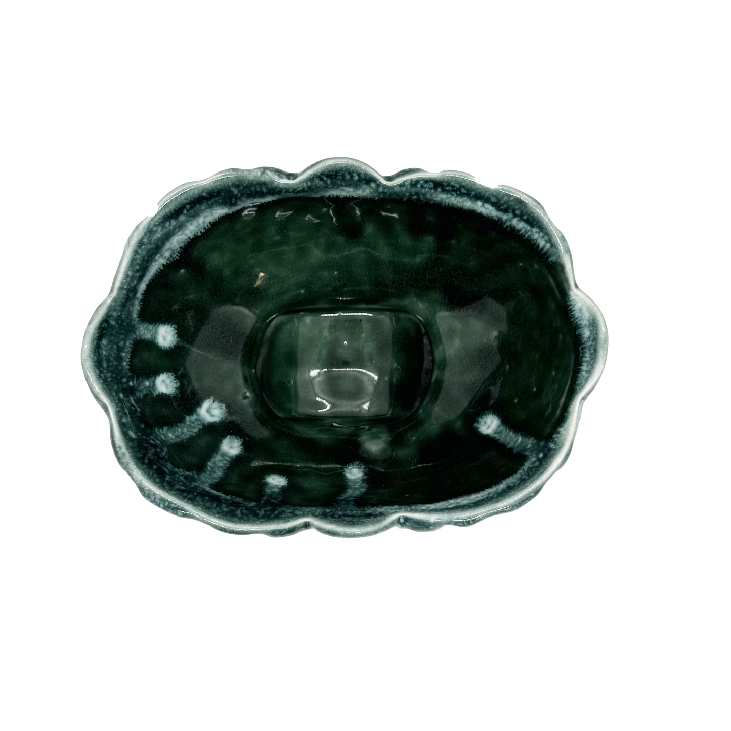 McCoy Pottery Green Drip Glaze Planter - top