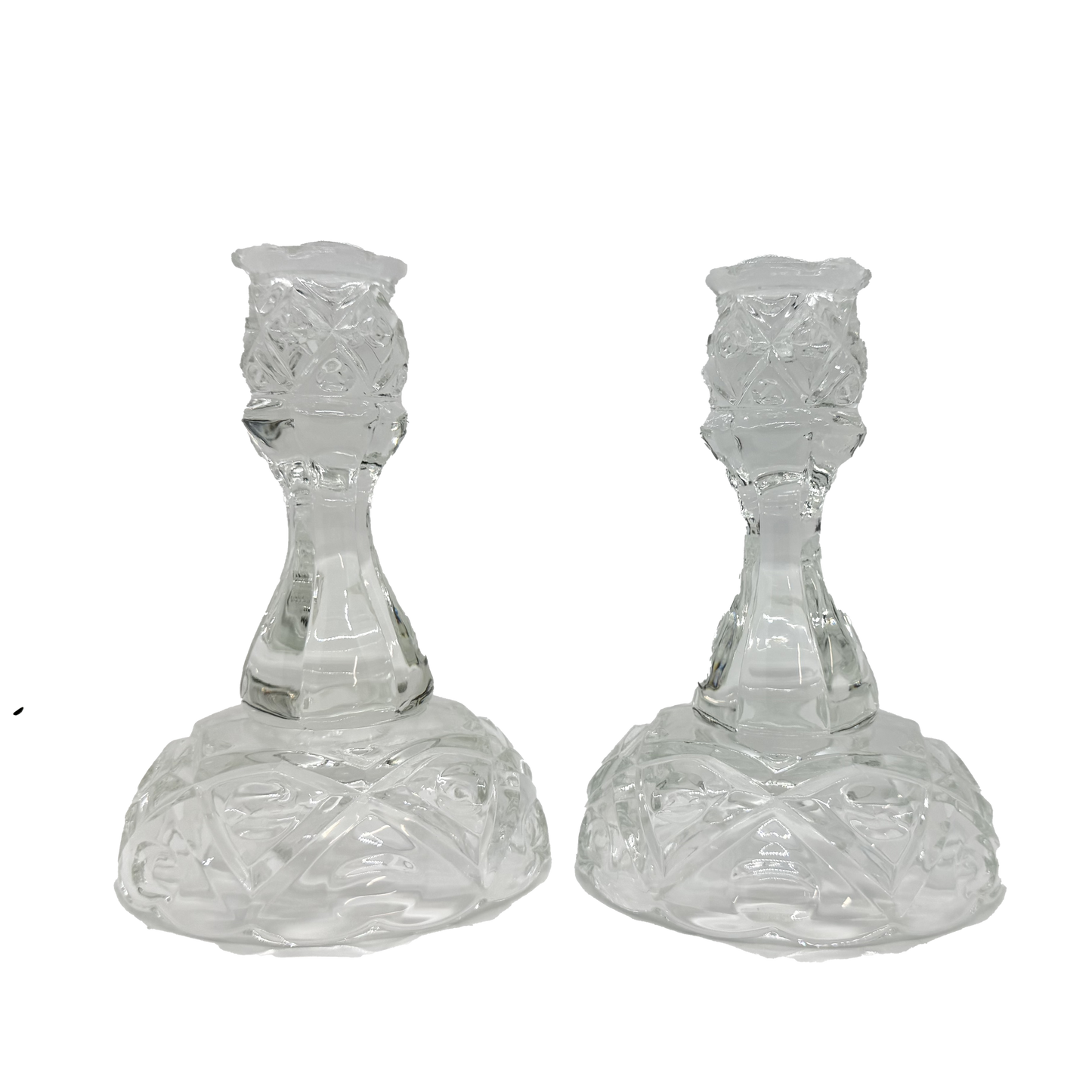Viking Crystal Thumbprint Candlesticks