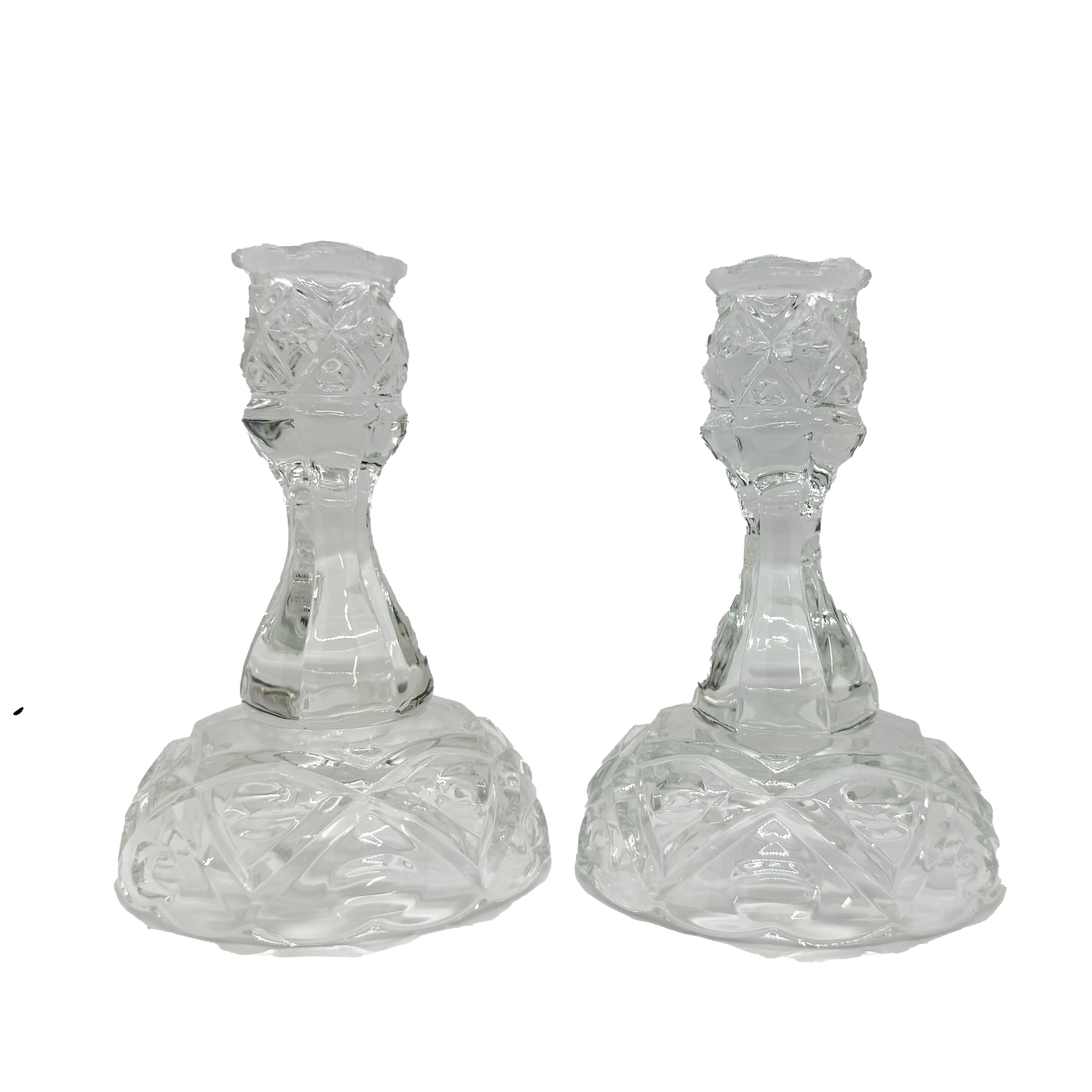 Viking Crystal Thumbprint Candlesticks