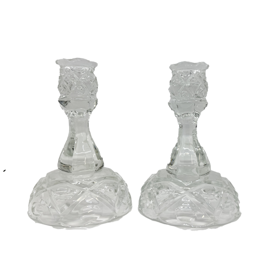 Viking Crystal Thumbprint Candlesticks
