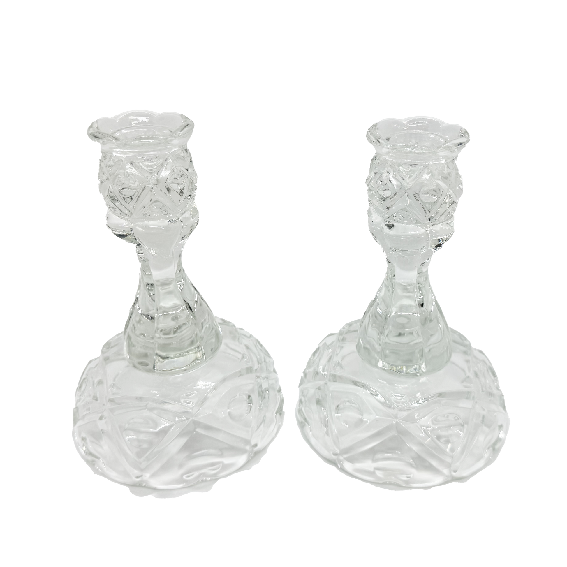 Viking Crystal Thumbprint Candlesticks