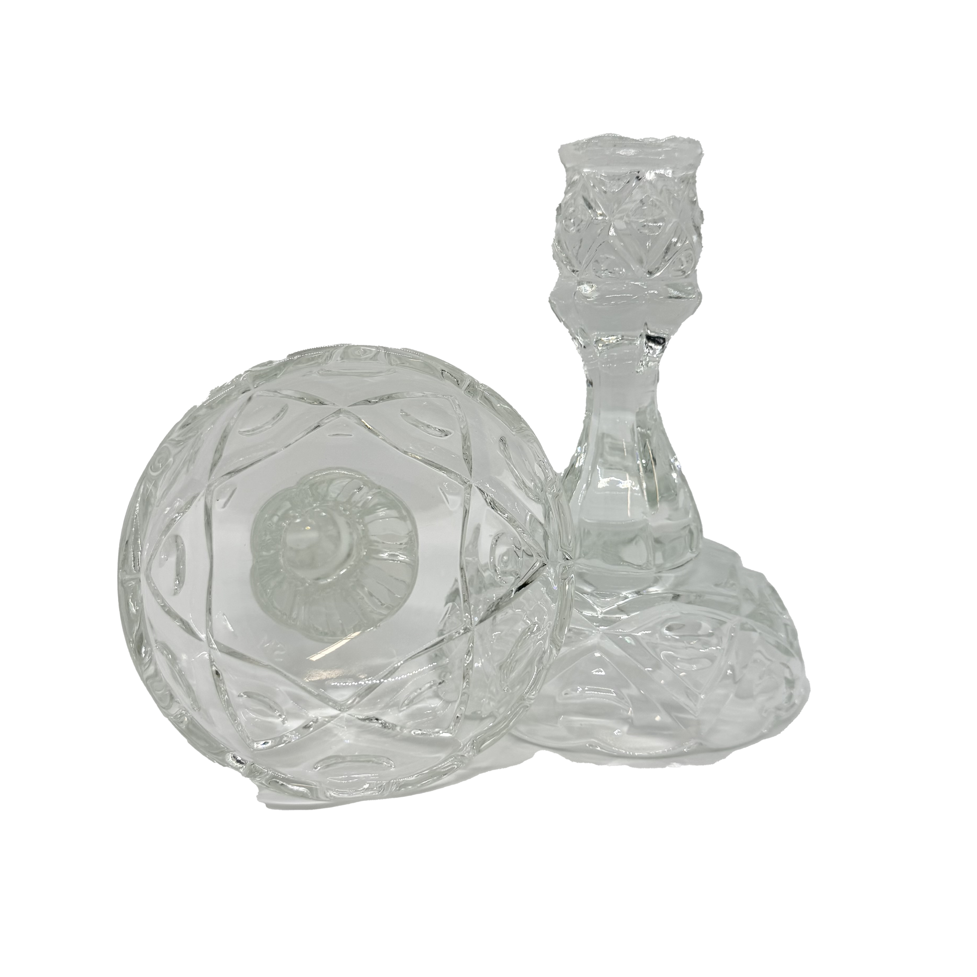 Viking Crystal Thumbprint Candlesticks