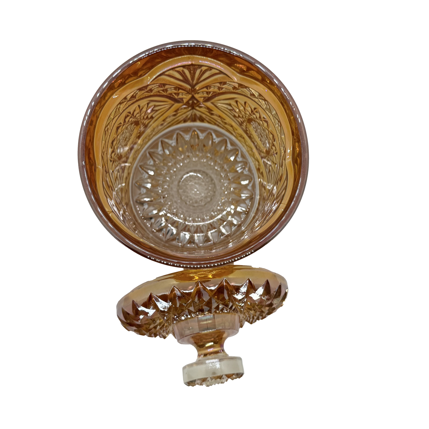 Marigold Carnival Hobstar Biscuit Jar - top