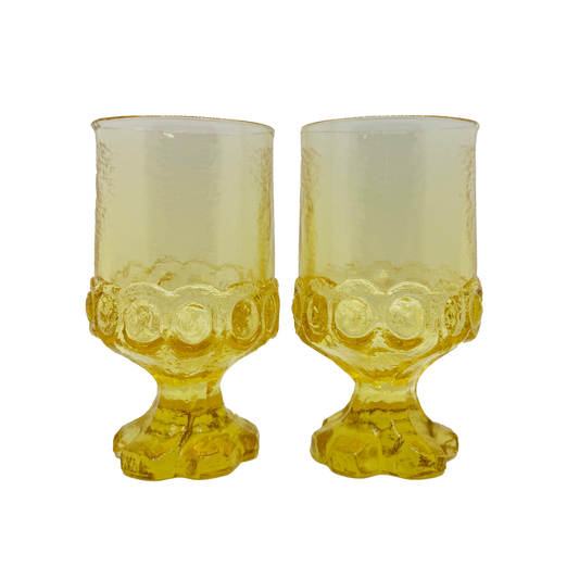 Pair of Cornsilk Tiffin Madeira Goblets