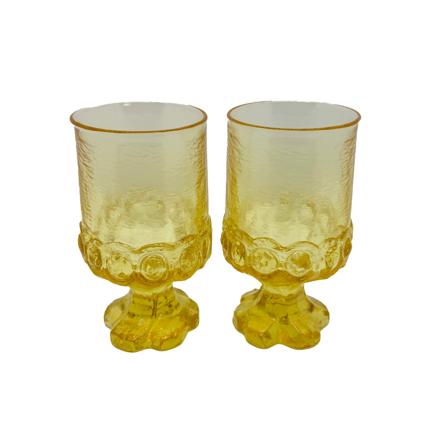 Pair of Cornsilk Tiffin Madeira Goblets