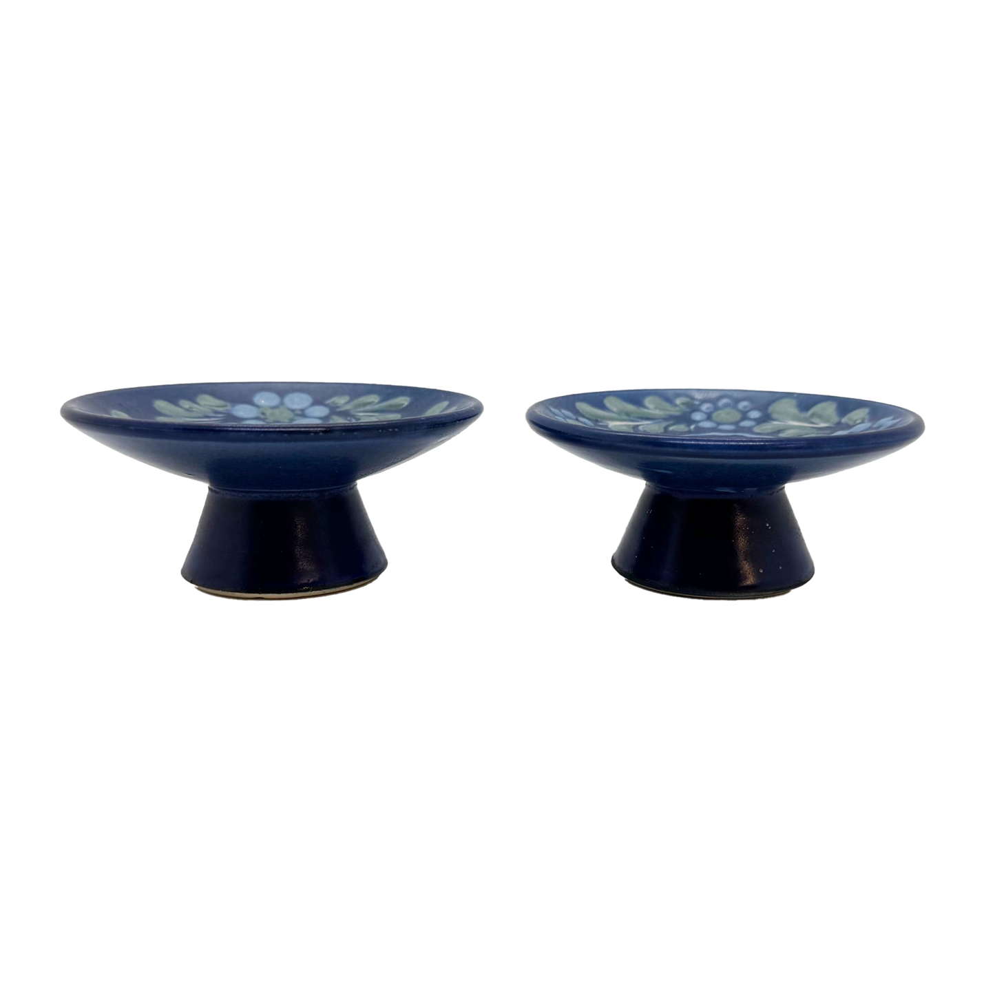 Blue German Pottery Candle Holders