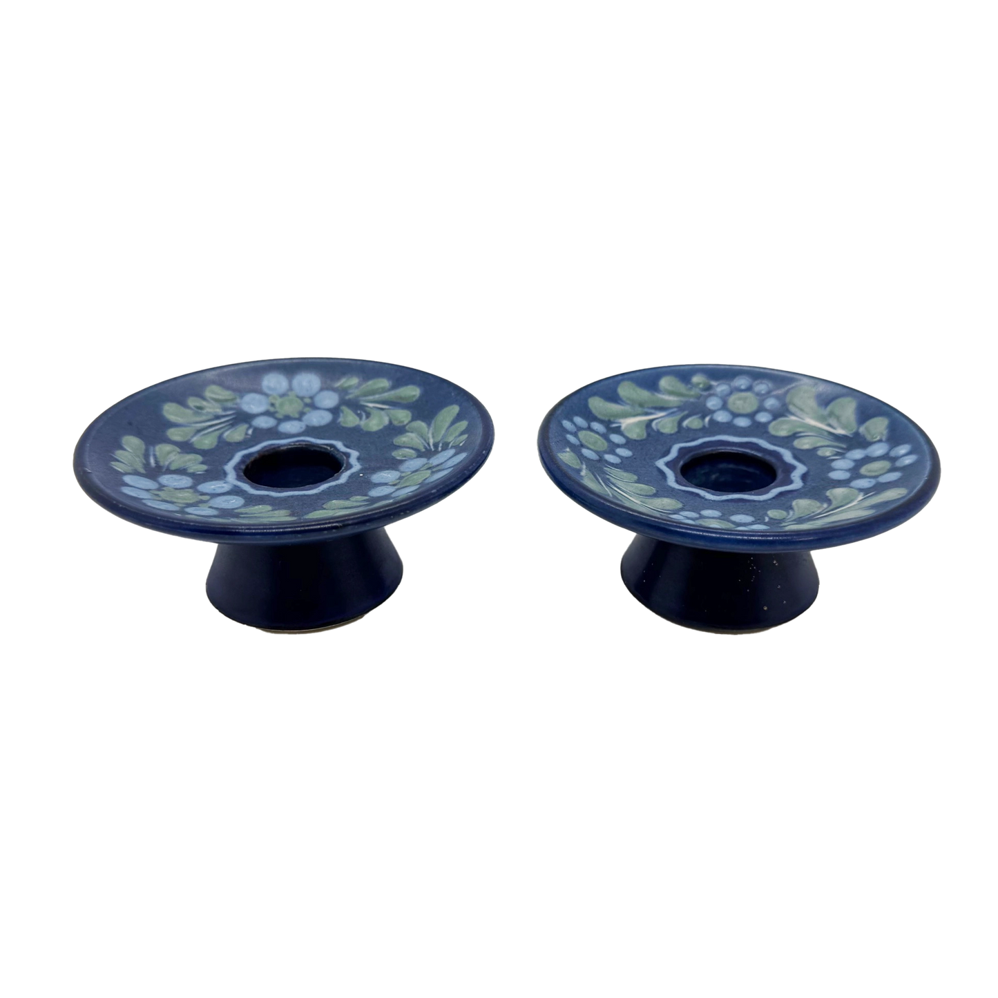 Blue German Pottery Candle Holders