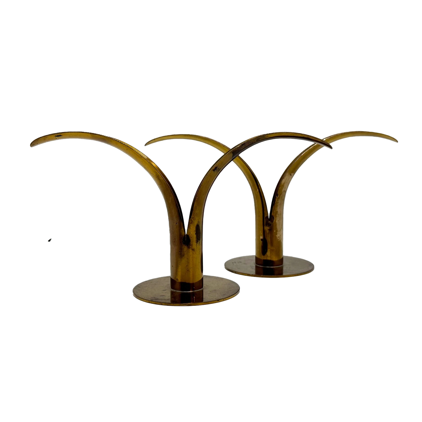 Pair of Brass Swedish Lily Candlesticks
