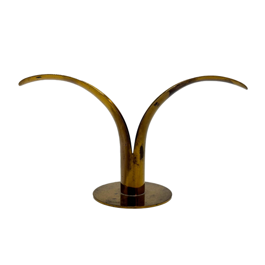 Pair of Brass Swedish Lily Candlesticks