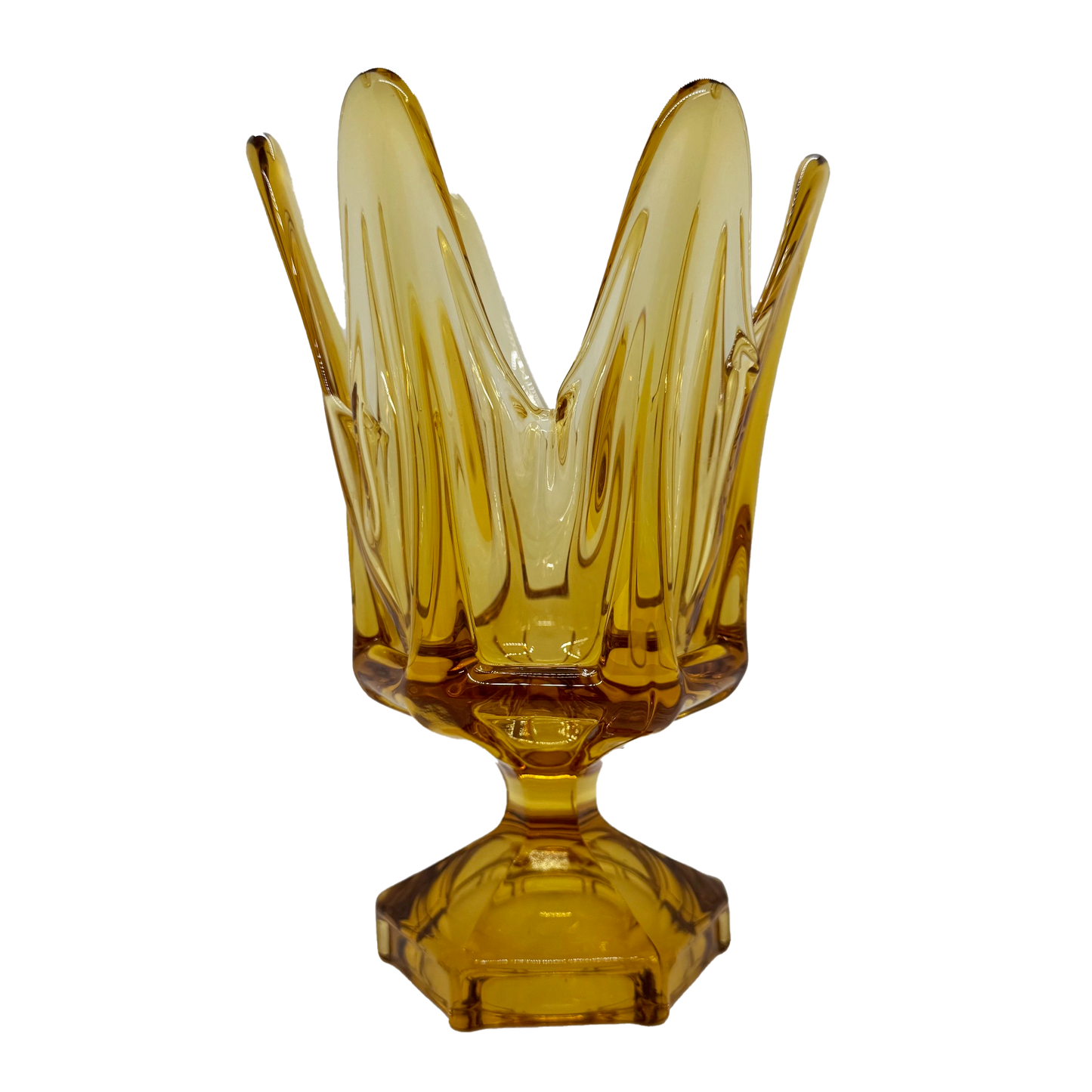 Amber Viking Glass Column Compote