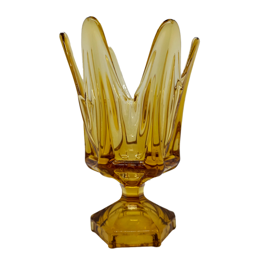 Amber Viking Glass Column Compote
