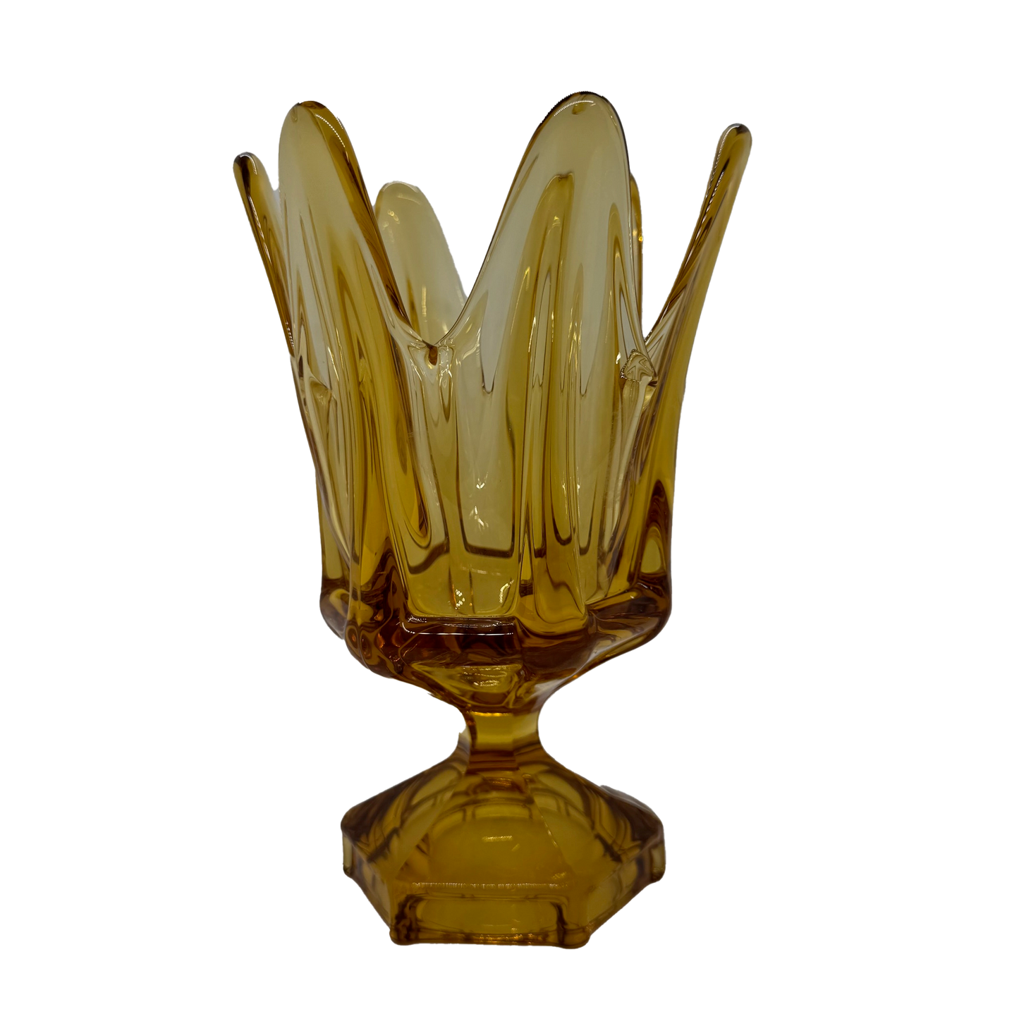 Amber Viking Glass Column Compote