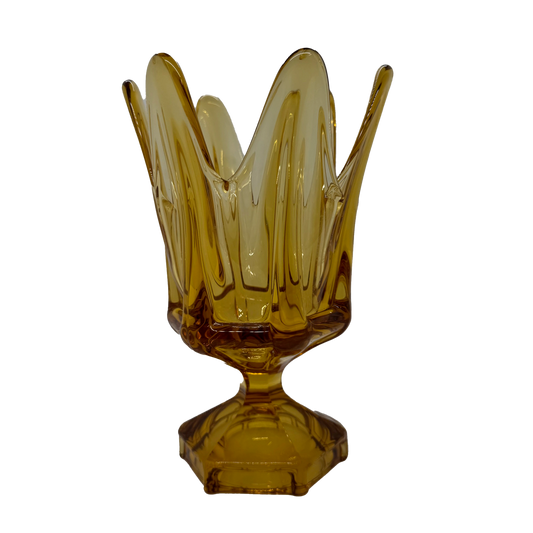 Amber Viking Glass Column Compote
