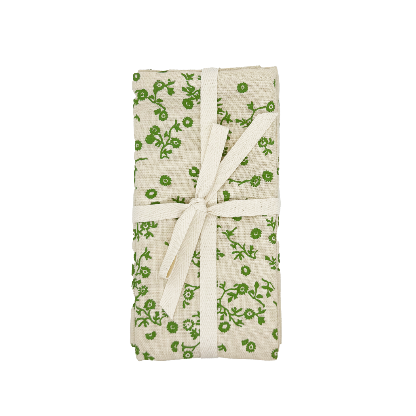 Green New Aster Linen Napkins - folded