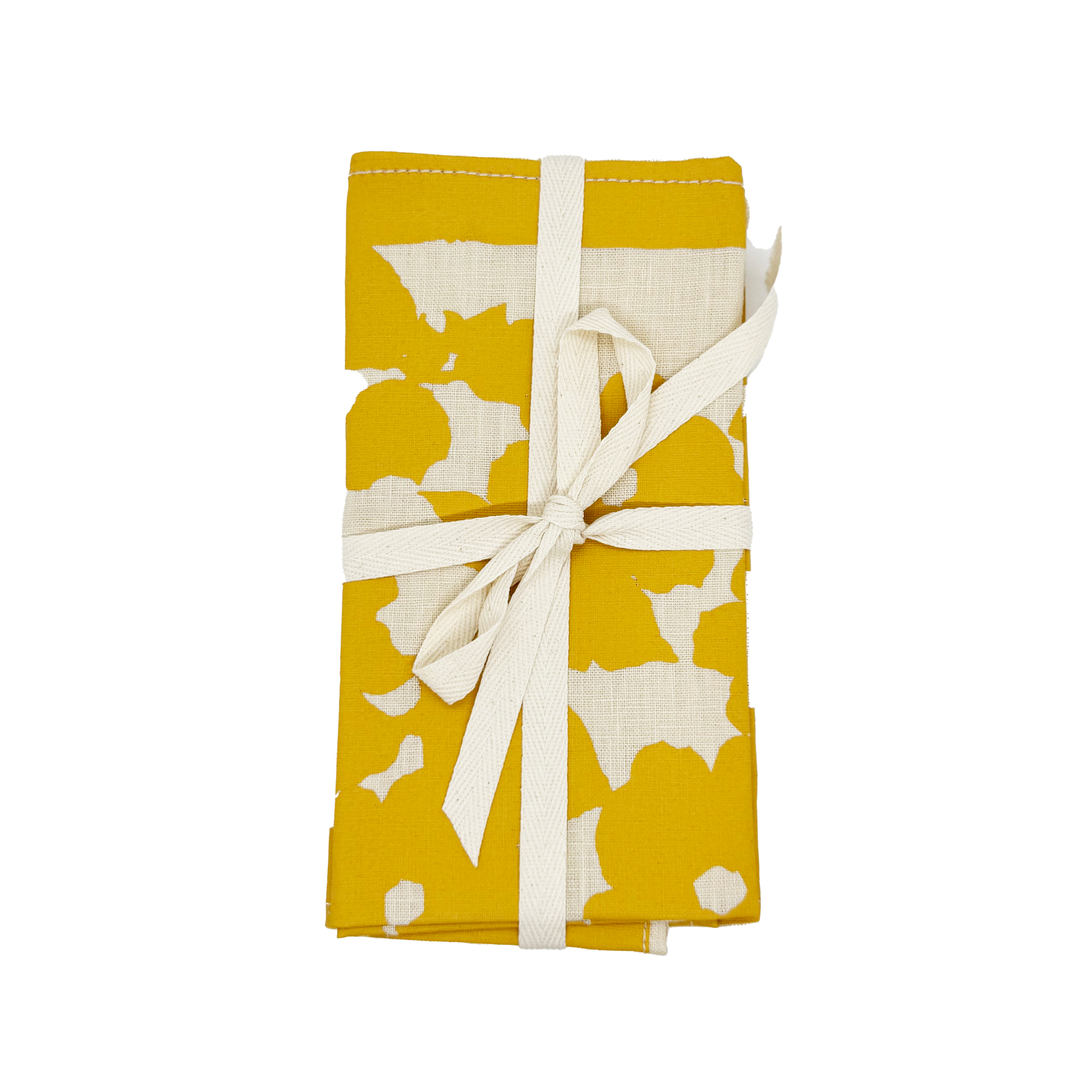 New Anitan Yellow Floral Linen Napkins - folded