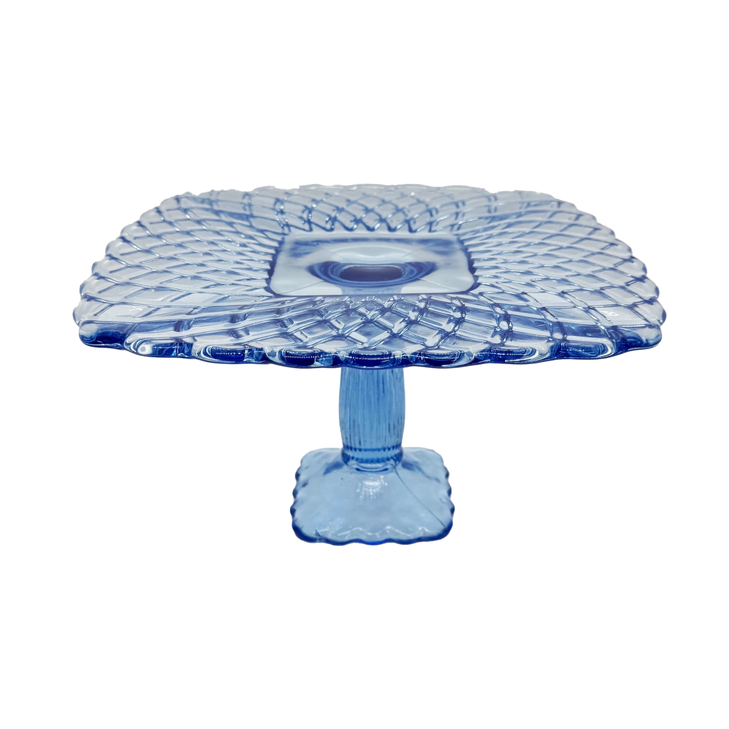 Light Blue L.E. Smith 11" Trellis Cake Plate