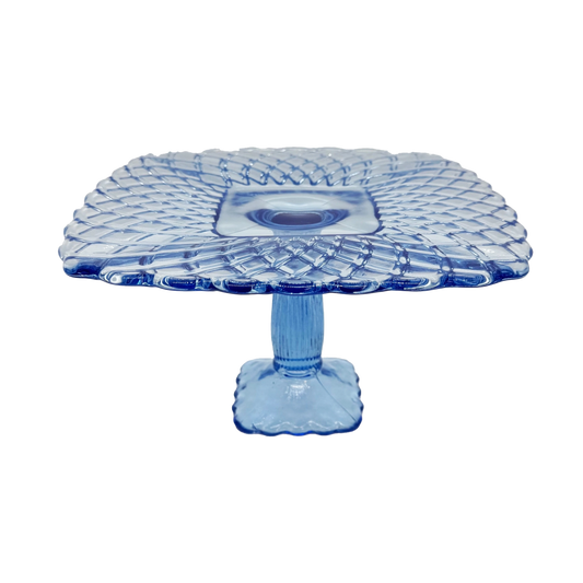 Light Blue L.E. Smith 11" Trellis Cake Plate