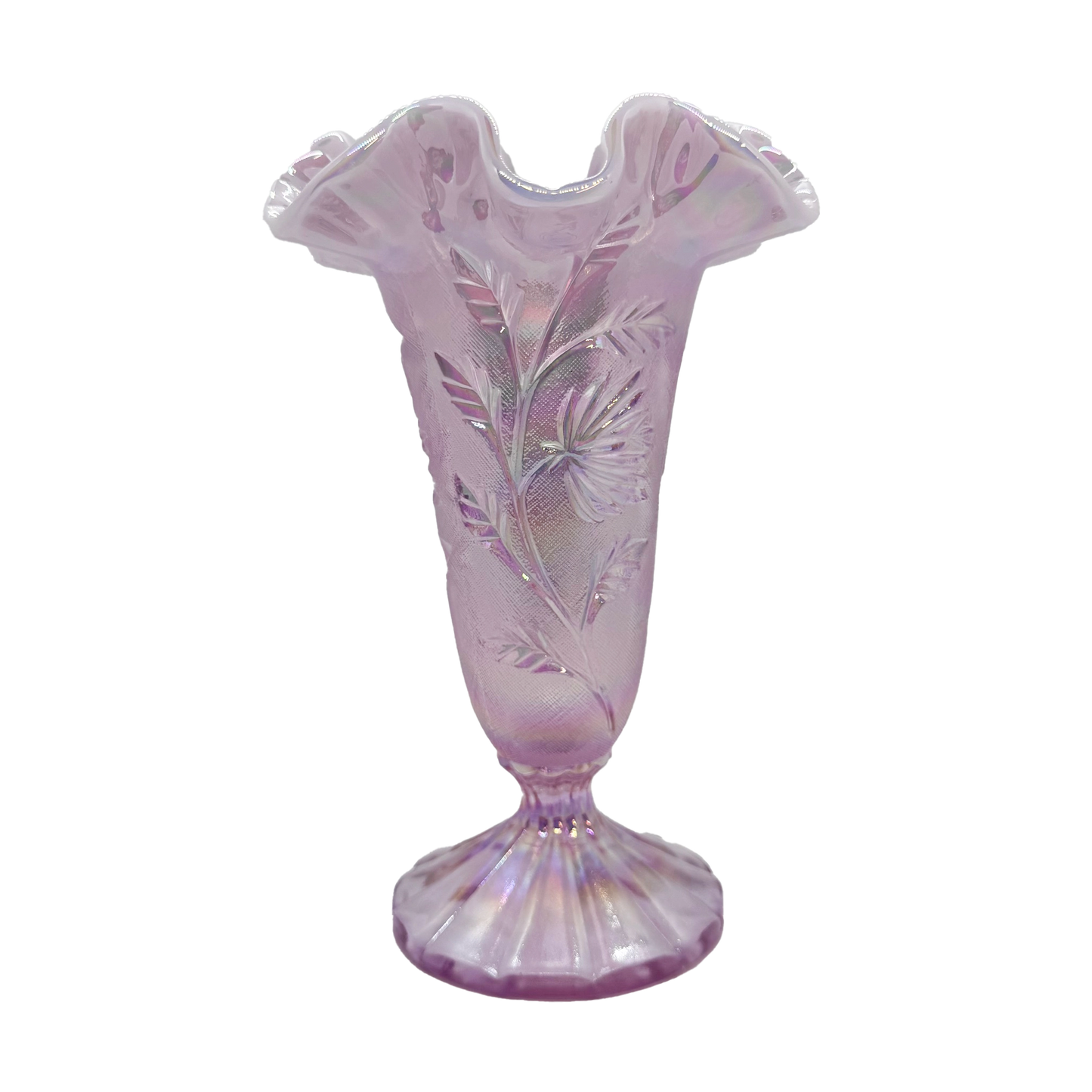 Fenton Pink Iridescent Vase