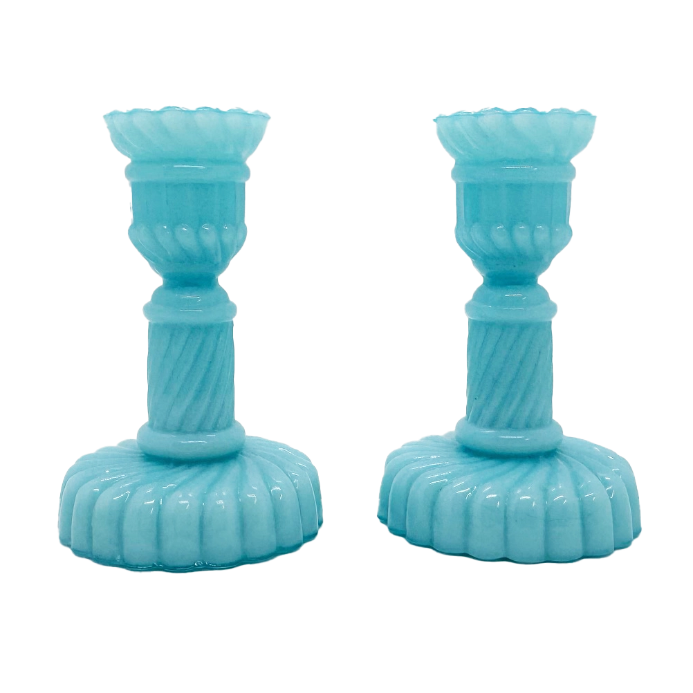 Portieux Vallerysthal French Opaline Candlesticks