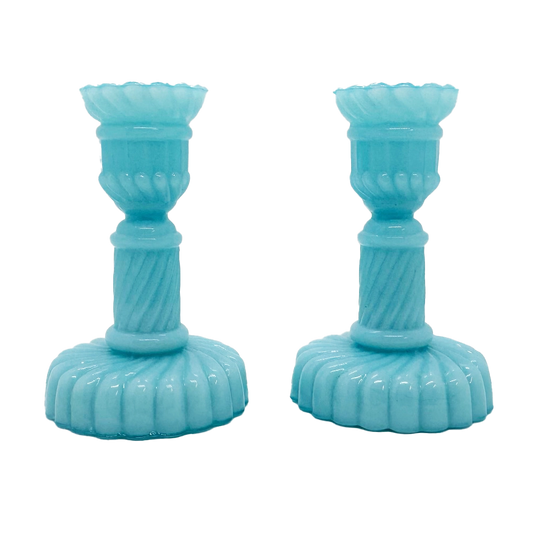 Portieux Vallerysthal French Opaline Candlesticks