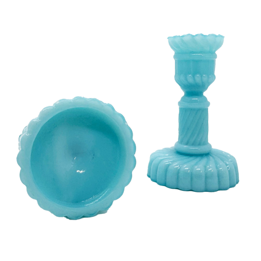 Portieux Vallerysthal French Opaline Candlesticks