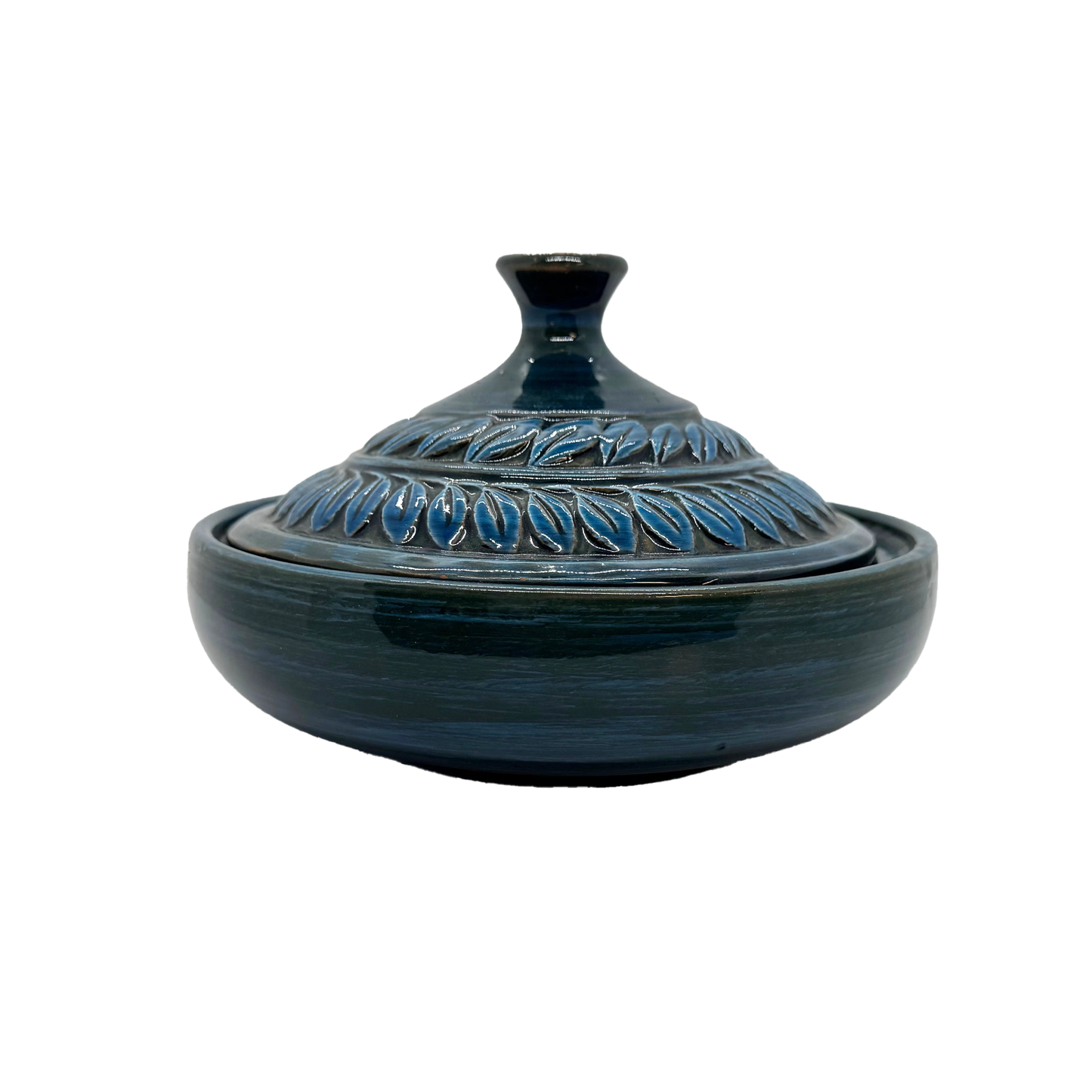 Blue Bitossi Pottery Lidded Dish