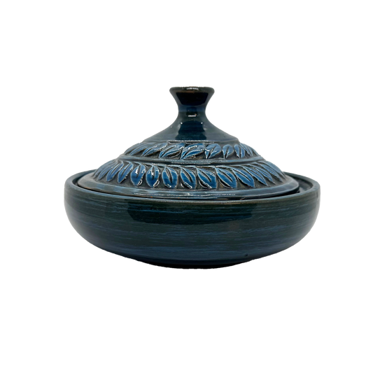 Blue Bitossi Pottery Lidded Dish