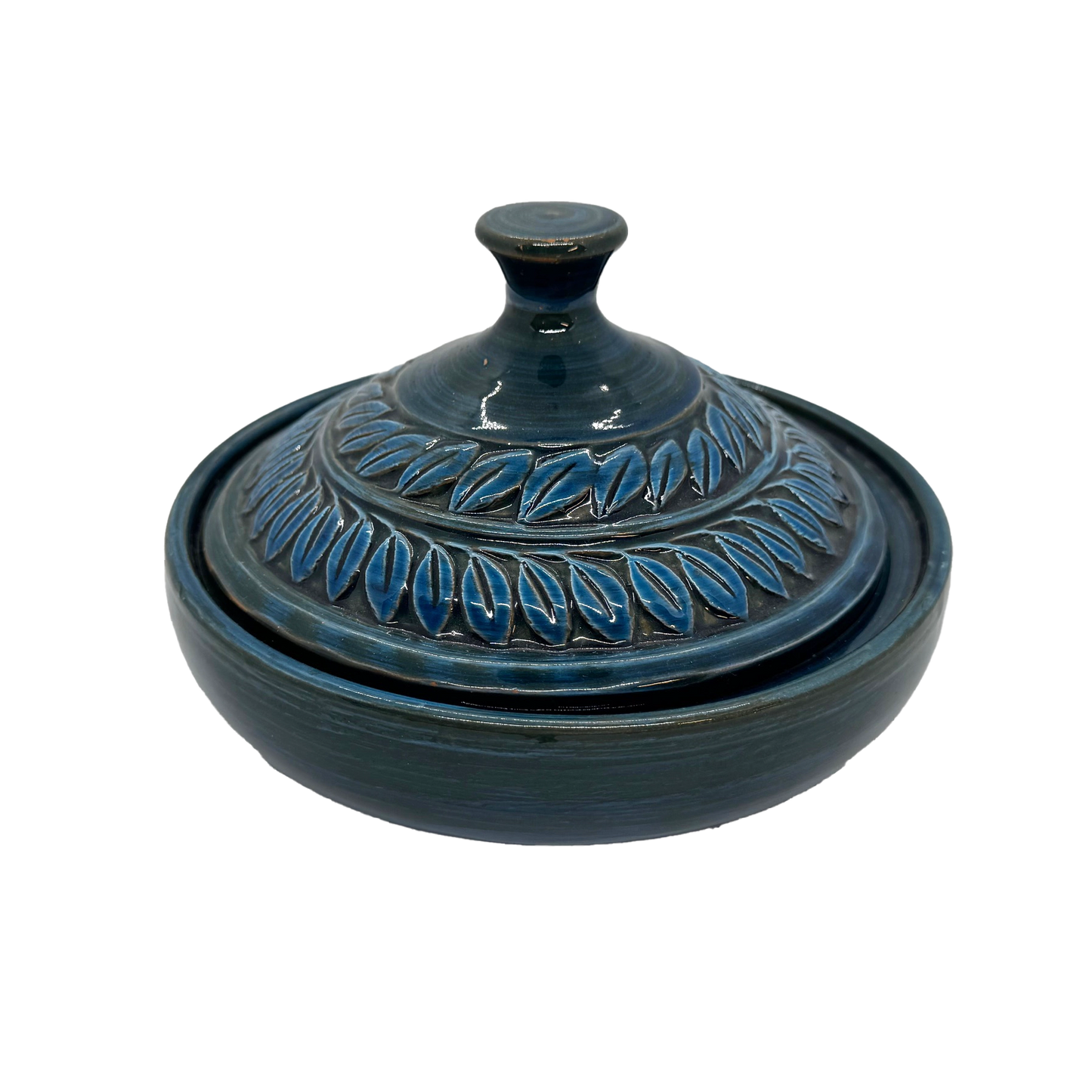 Blue Bitossi Pottery Lidded Dish