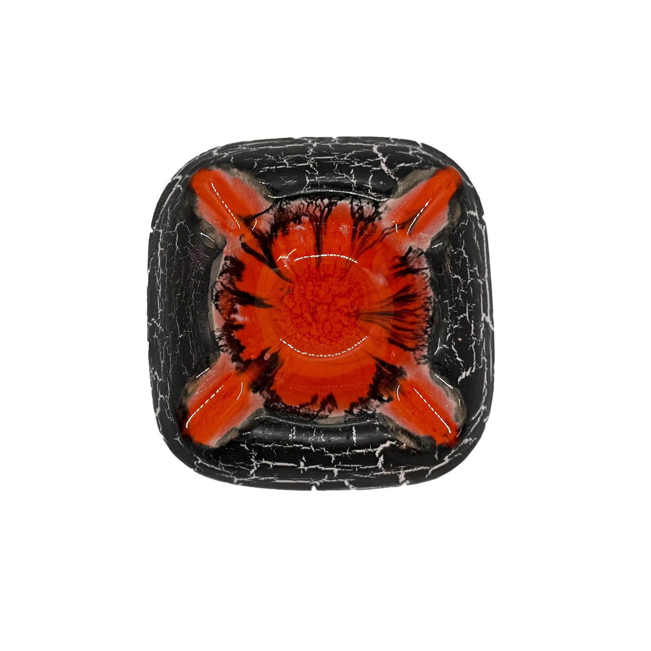 Black and Orange MCM Pottery Ashtray