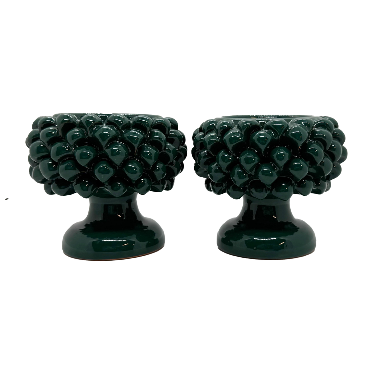 Green Caltagirone Pinecone Candle Holders