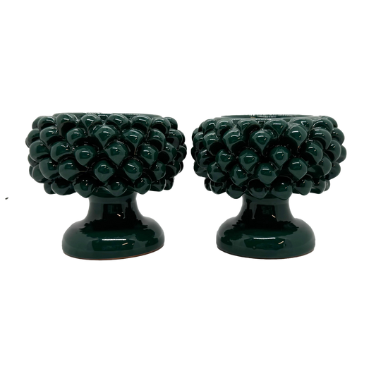 Green Caltagirone Pinecone Candle Holders