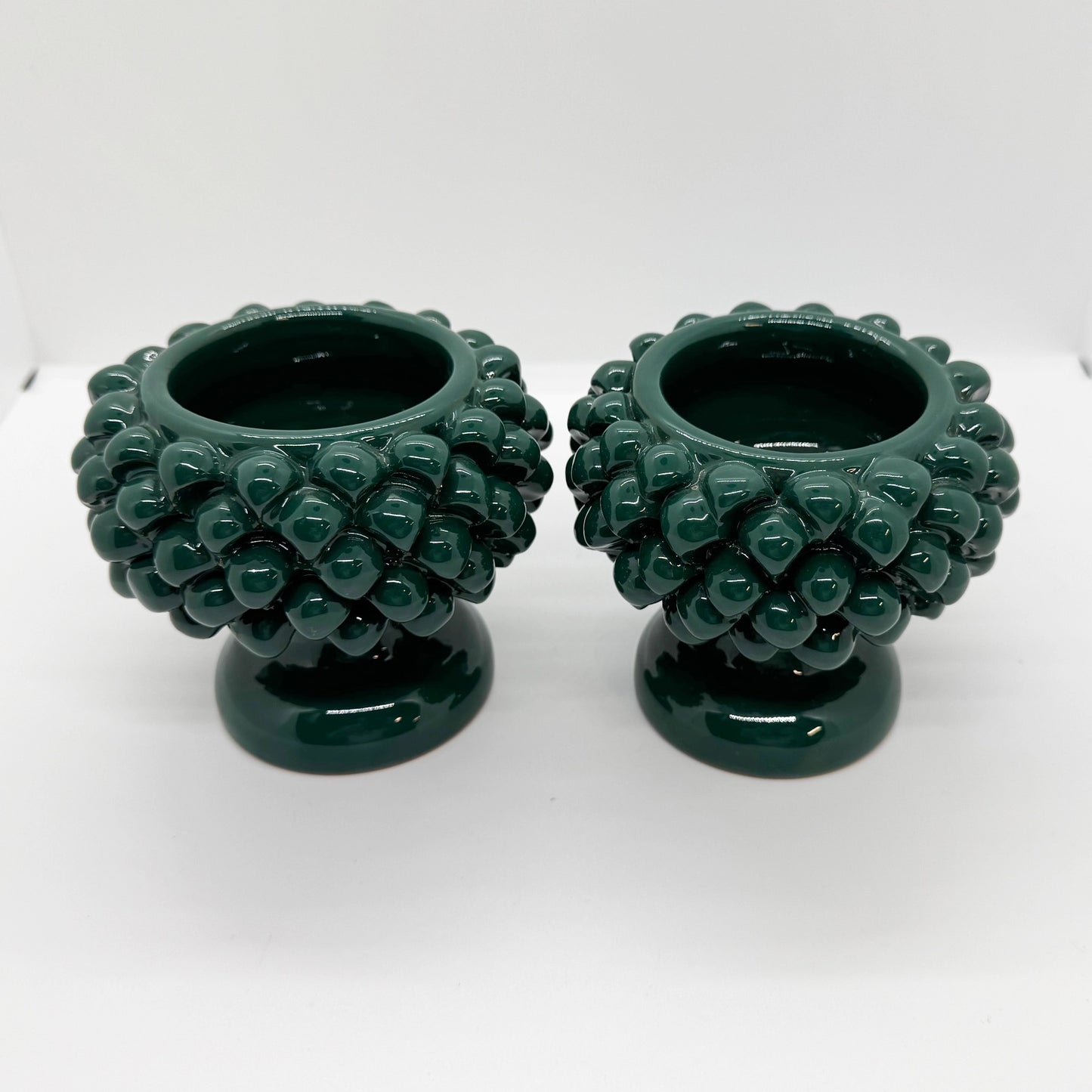 Green Caltagirone Pinecone Candle Holders