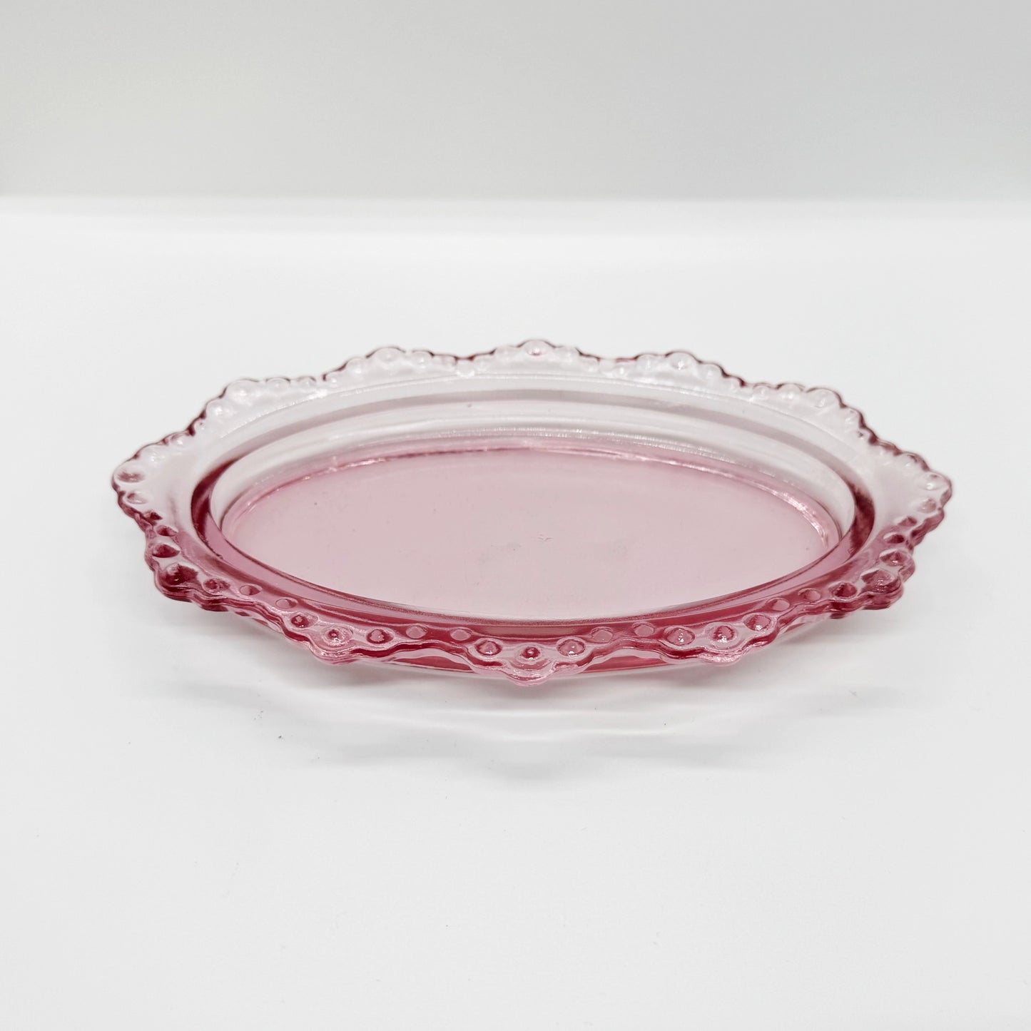 Pink Hobnail Butter Dish