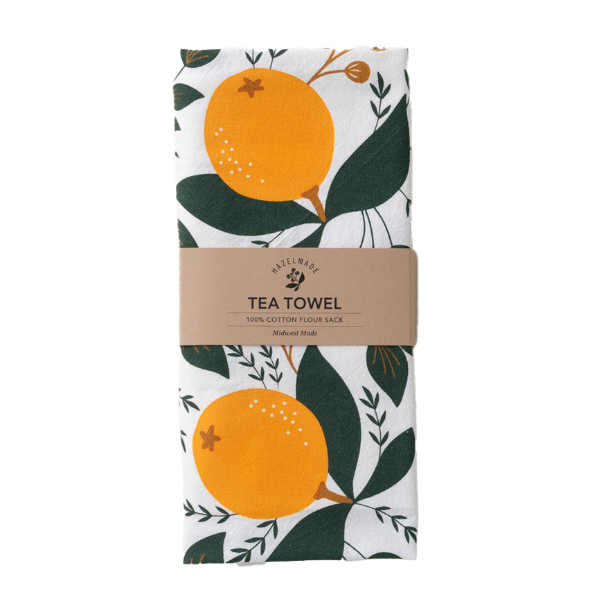 Winter Oranges Tea Towel - folded