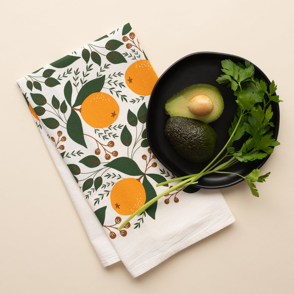 Winter Oranges Tea Towel