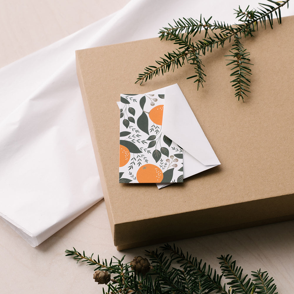 Winter Oranges Mini Note Card Set