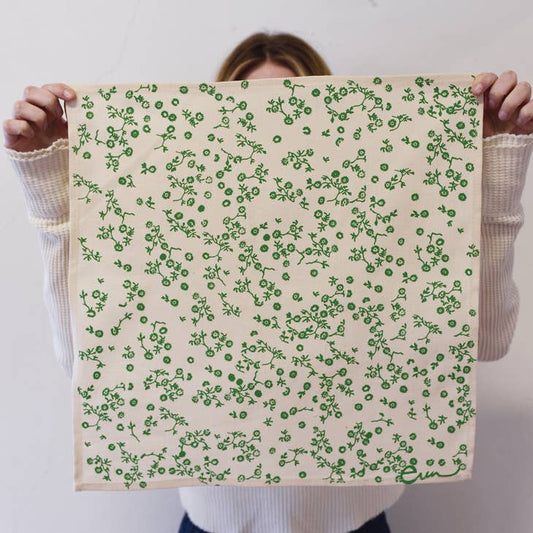 Green New Aster Linen Napkins - unfolded