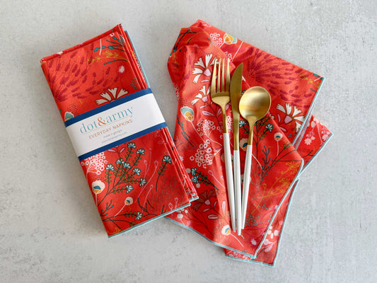 Papaya Peacock Cloth Napkins